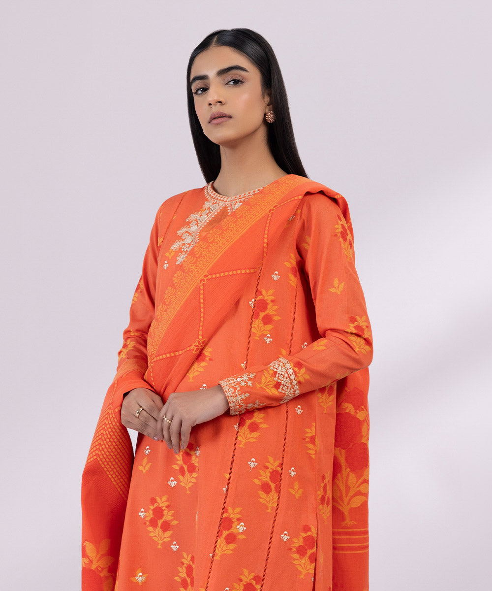 Sapphire 3 Piece Custom Stitched Suit - Orange - LB287208