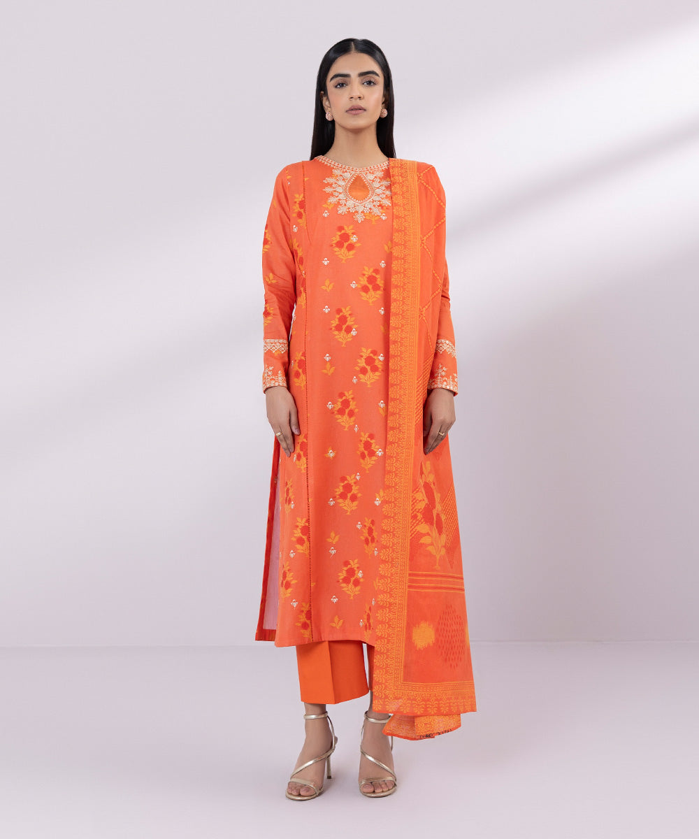 Sapphire 3 Piece Custom Stitched Suit - Orange - LB287208