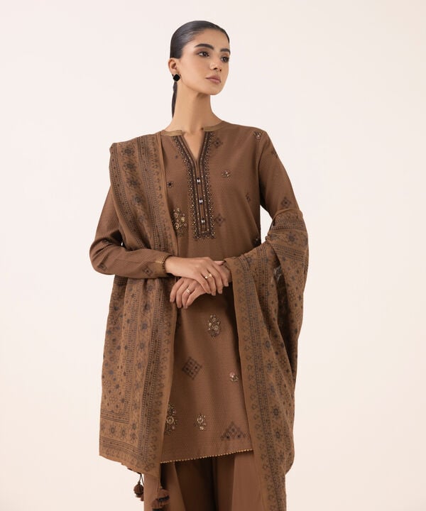 Sapphire 3 Piece Custom Stitched Suit - Brown - LB30716