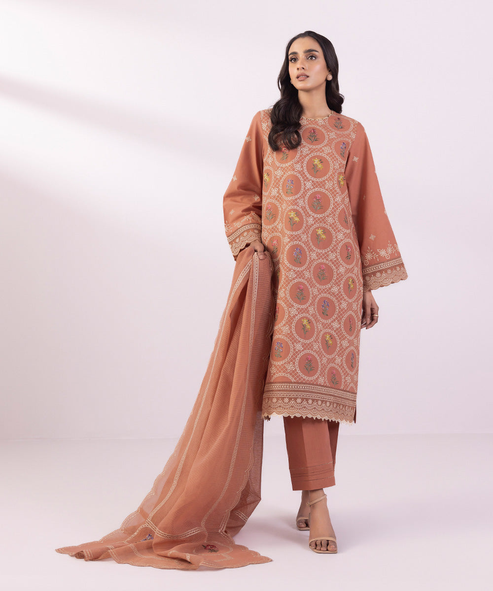 Sapphire 3 Piece Custom Stitched Suit - Peach - LB287205