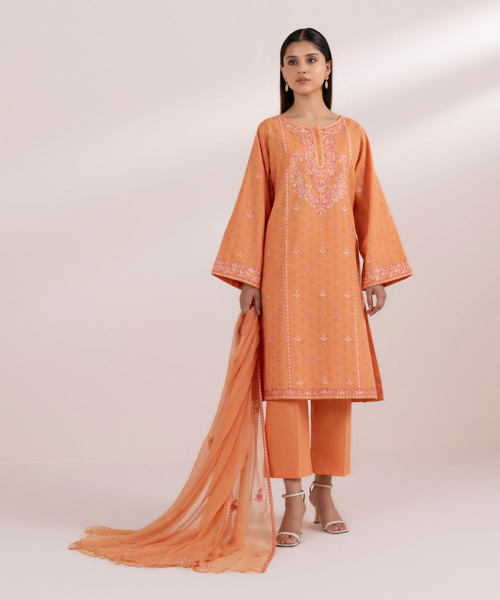 Sapphire 3 Piece Custom Stitched Suit - Orange - LB287685