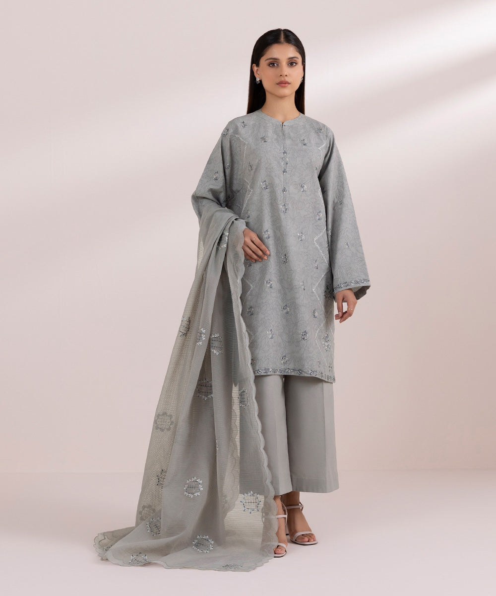 Sapphire 3 Piece Custom Stitched Suit - Gray - LB287690