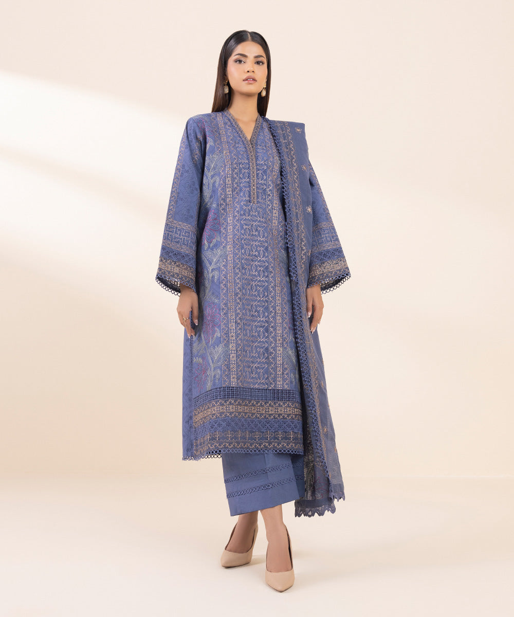 Libasco Sapphire 3 Piece Custom Stitched Suit - Blue - LB288604