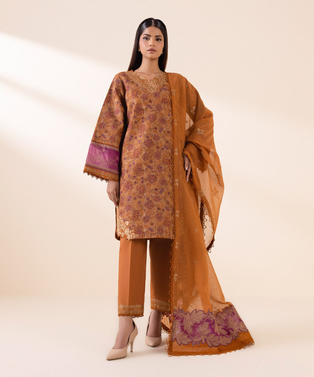 Sapphire 3 Piece Custom Stitched Suit - Orange - LB288697