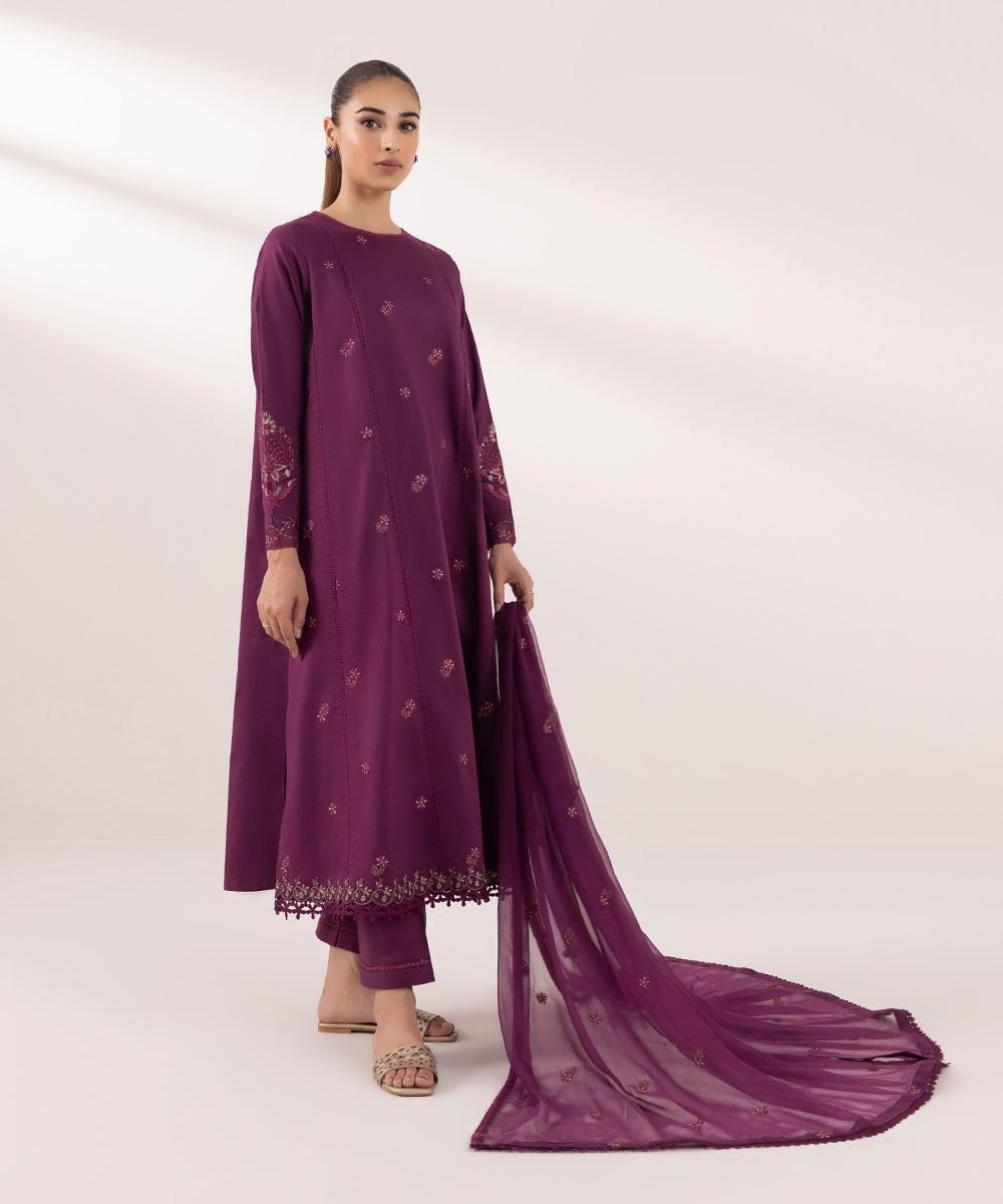 Sapphire 3 Piece Custom Stitched Suit - Purple - LB287609