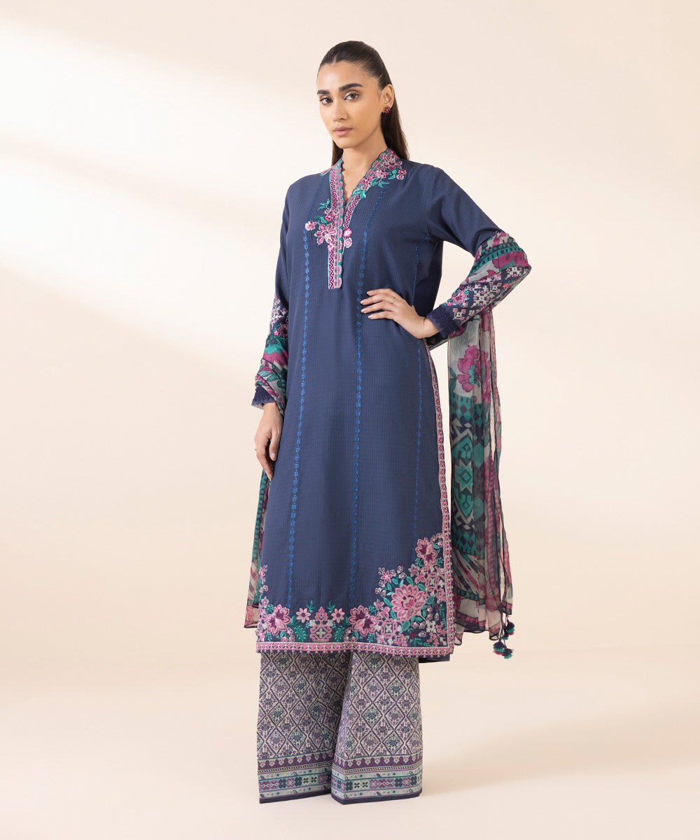 Sapphire 3 Piece Custom Stitched Suit - Blue - LB289234