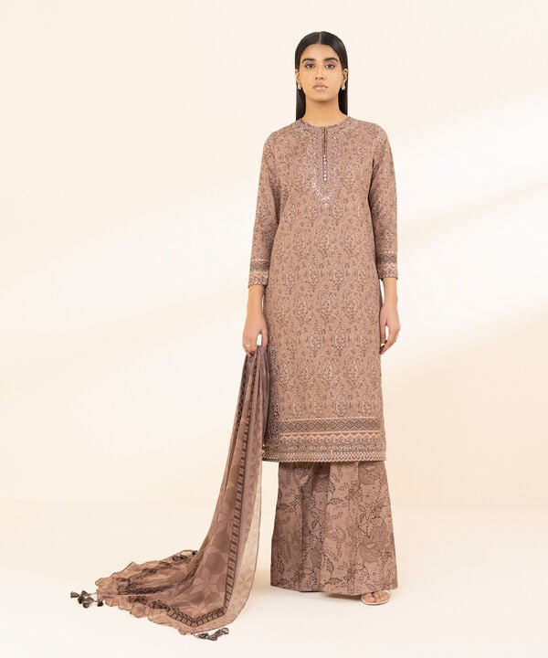 Sapphire 3 Piece Custom Stitched Suit - Brown - LB29601