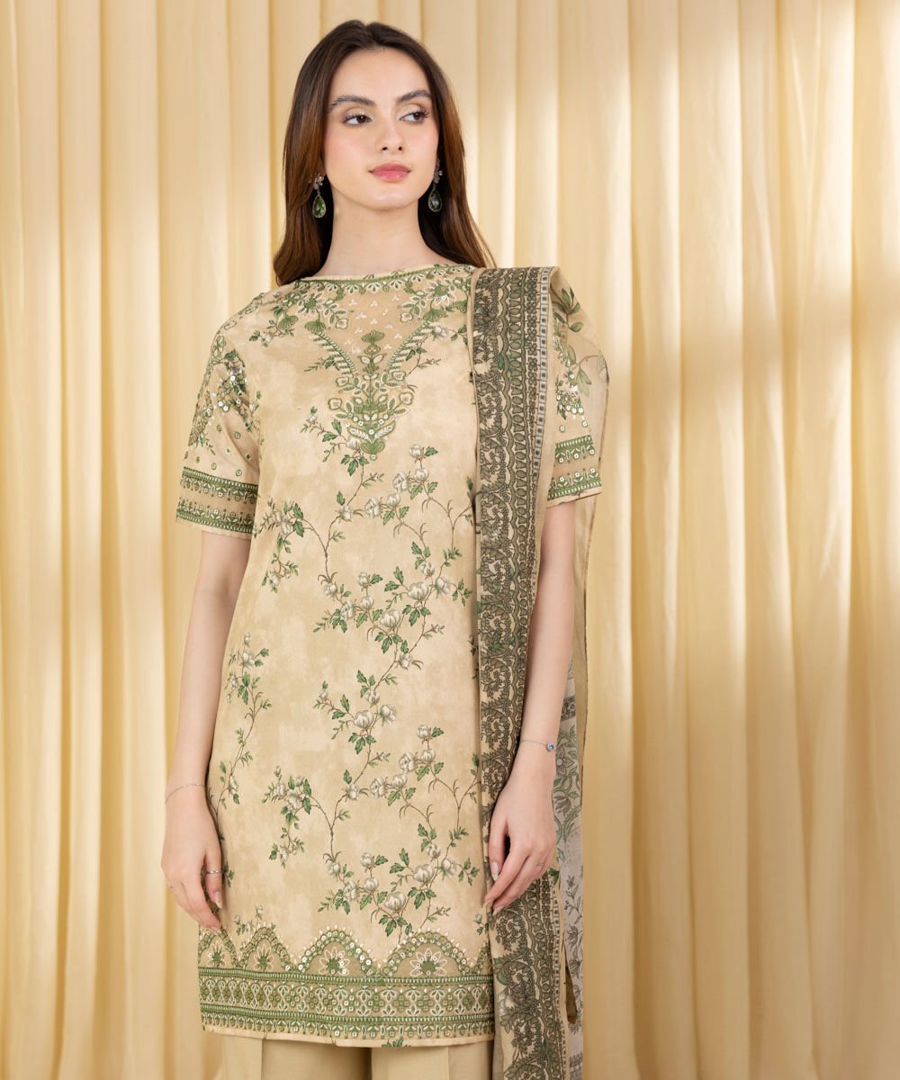 Sapphire 3 Piece Custom Stitched Suit - Beige - LB30154