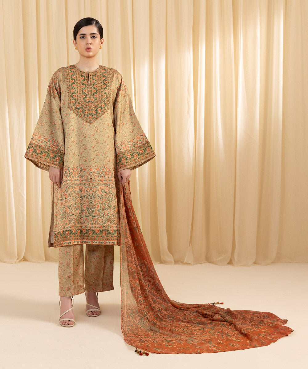 Sapphire 3 Piece Custom Stitched Suit - Beige - LB288144