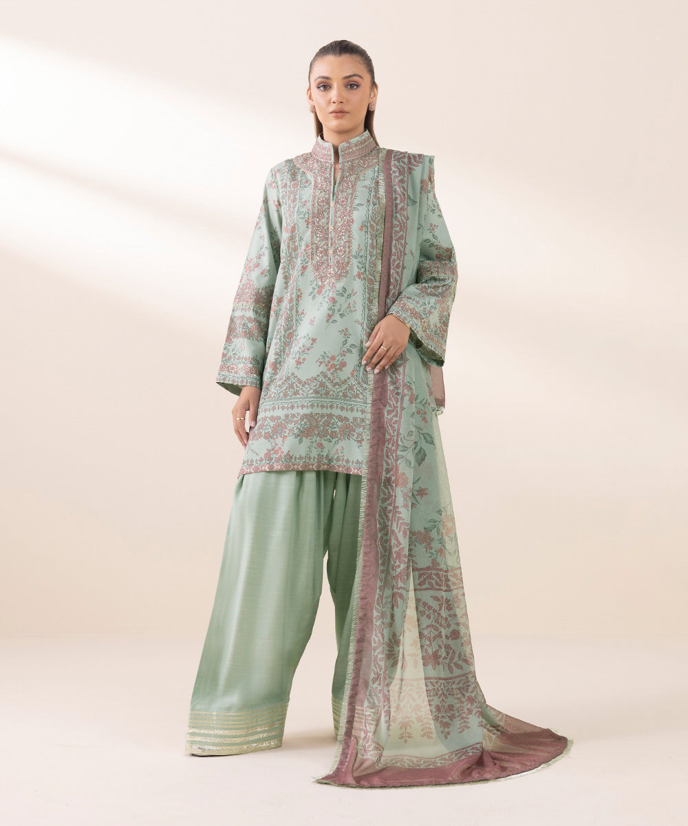 Sapphire 3 Piece Custom Stitched Suit - Green - LB289244