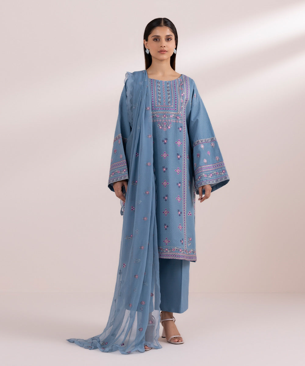 Sapphire 3 Piece Custom Stitched Suit - Blue - LB287676