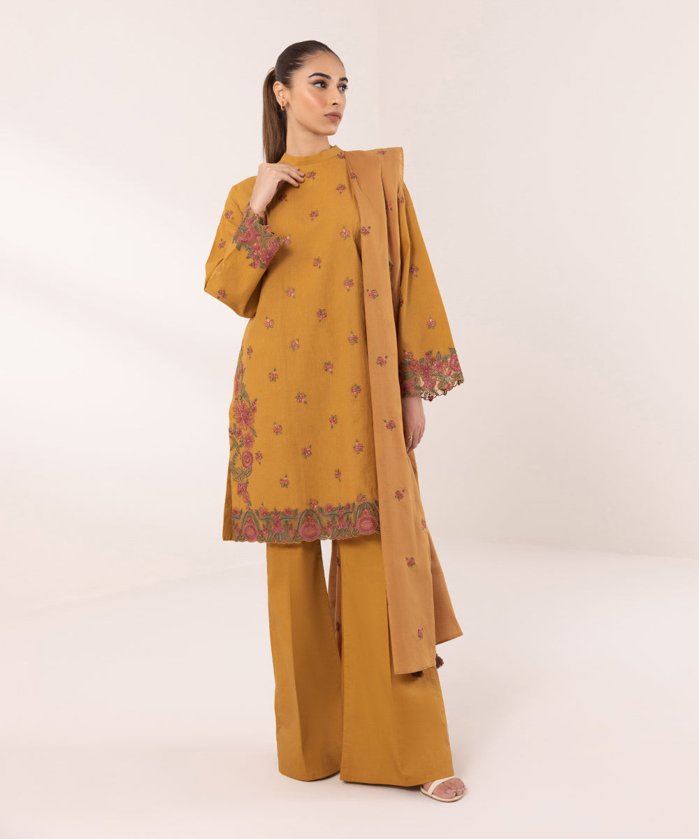 Sapphire 3 Piece Custom Stitched Suit - Mustard - LB287584