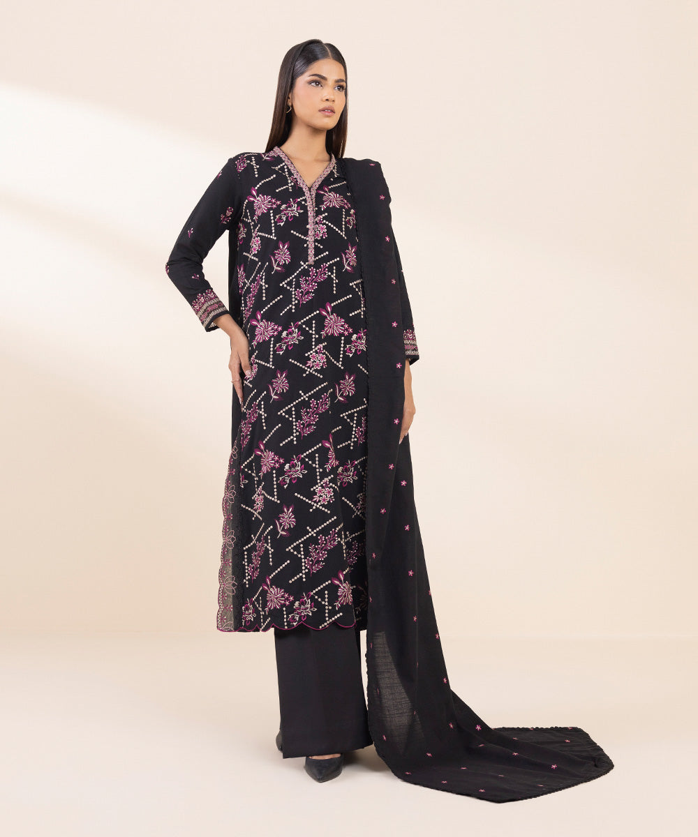 Sapphire 3 Piece Custom Stitched Suit - Black - LB288578