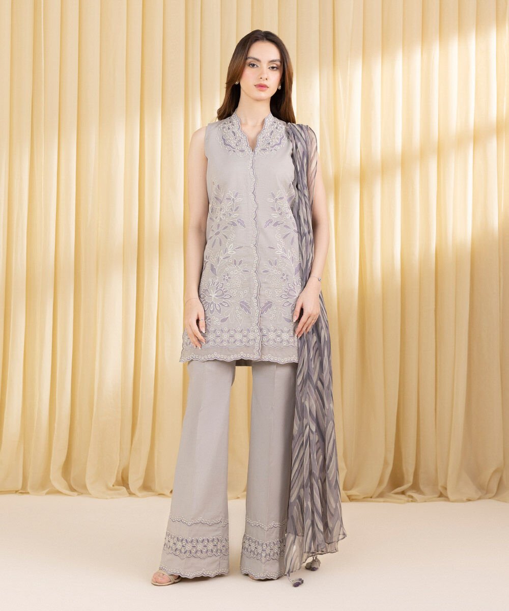 Sapphire 3 Piece Custom Stitched Suit - Gray - LB30200