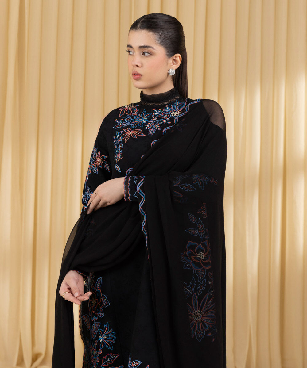 Sapphire 3 Piece Custom Stitched Suit - Black - LB30189