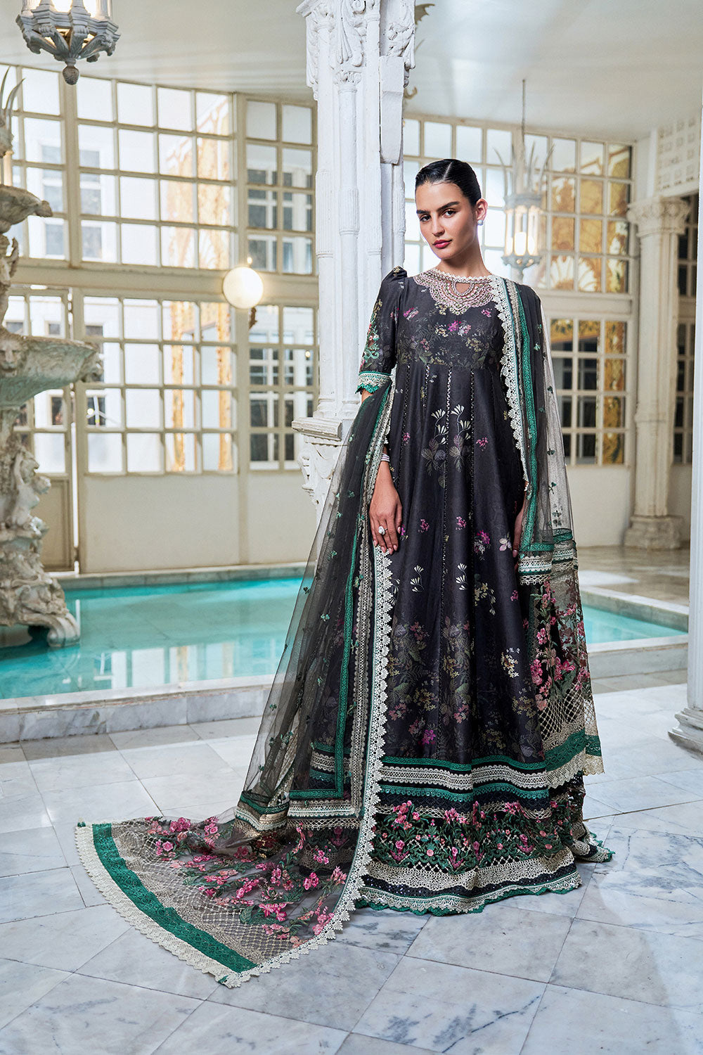 Sobia Nazir 3 Piece Custom Stitched Suit - Black - LB31231