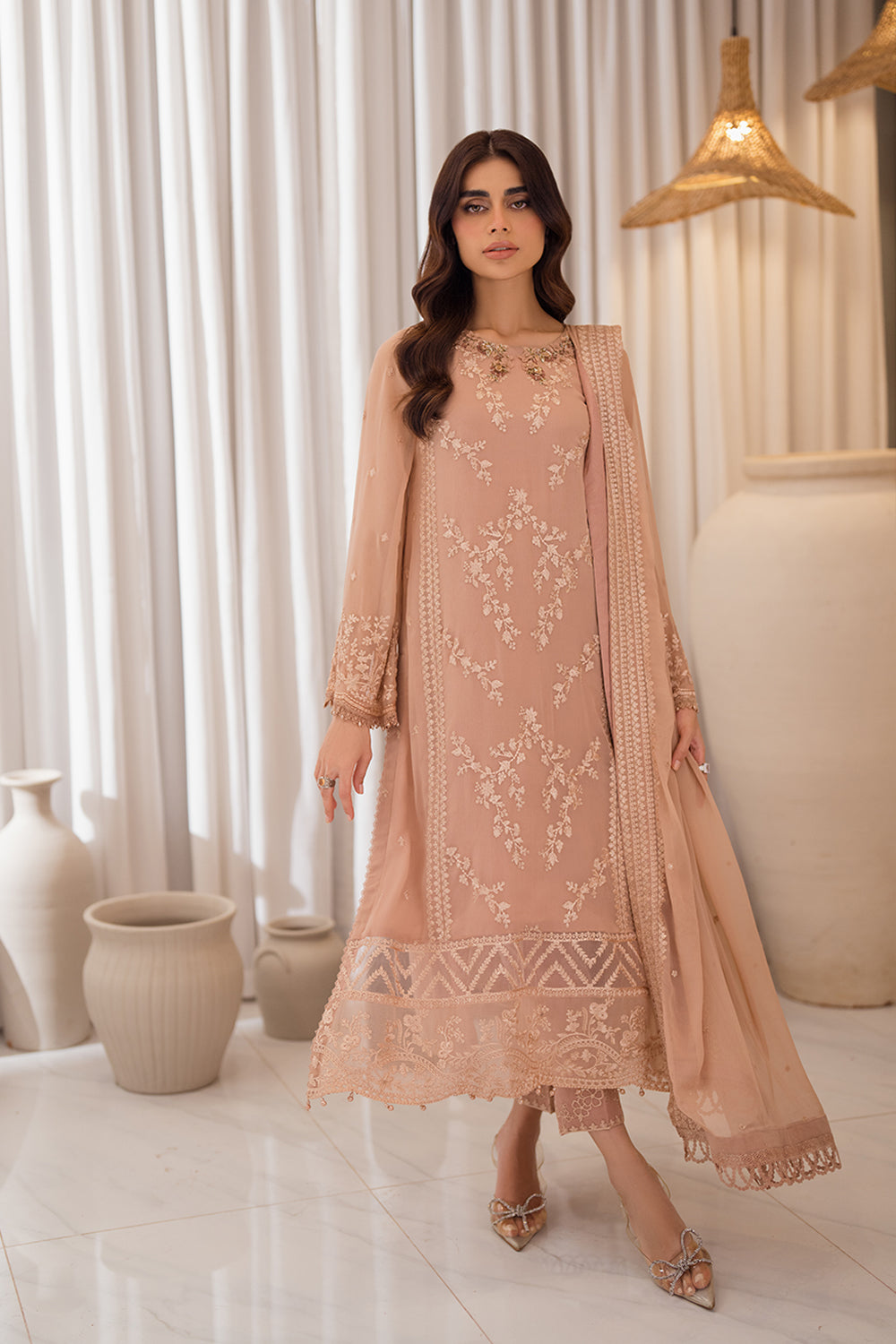 Libasco Azure 3 Piece Custom Stitched Suit - Beige - LB288258