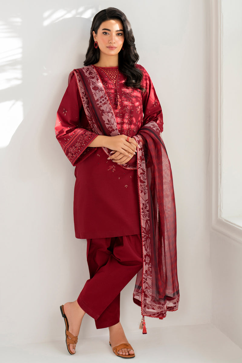 Jazmin 3 Piece Custom Stitched Suit - Red - LB30644