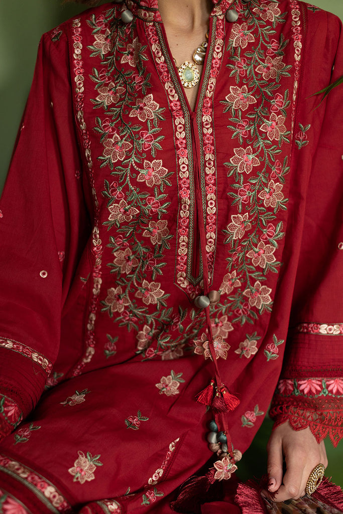 Sobia Nazir 3 Piece Custom Stitched Suit - Maroon - LB285770