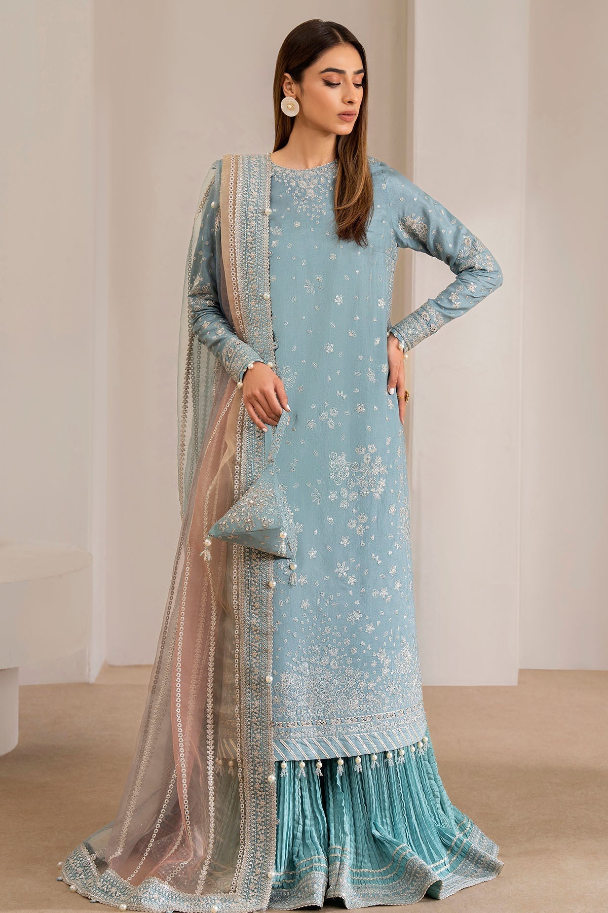 Jazmin 3 piece Custom Stitched Suit - Aqua - LB285467