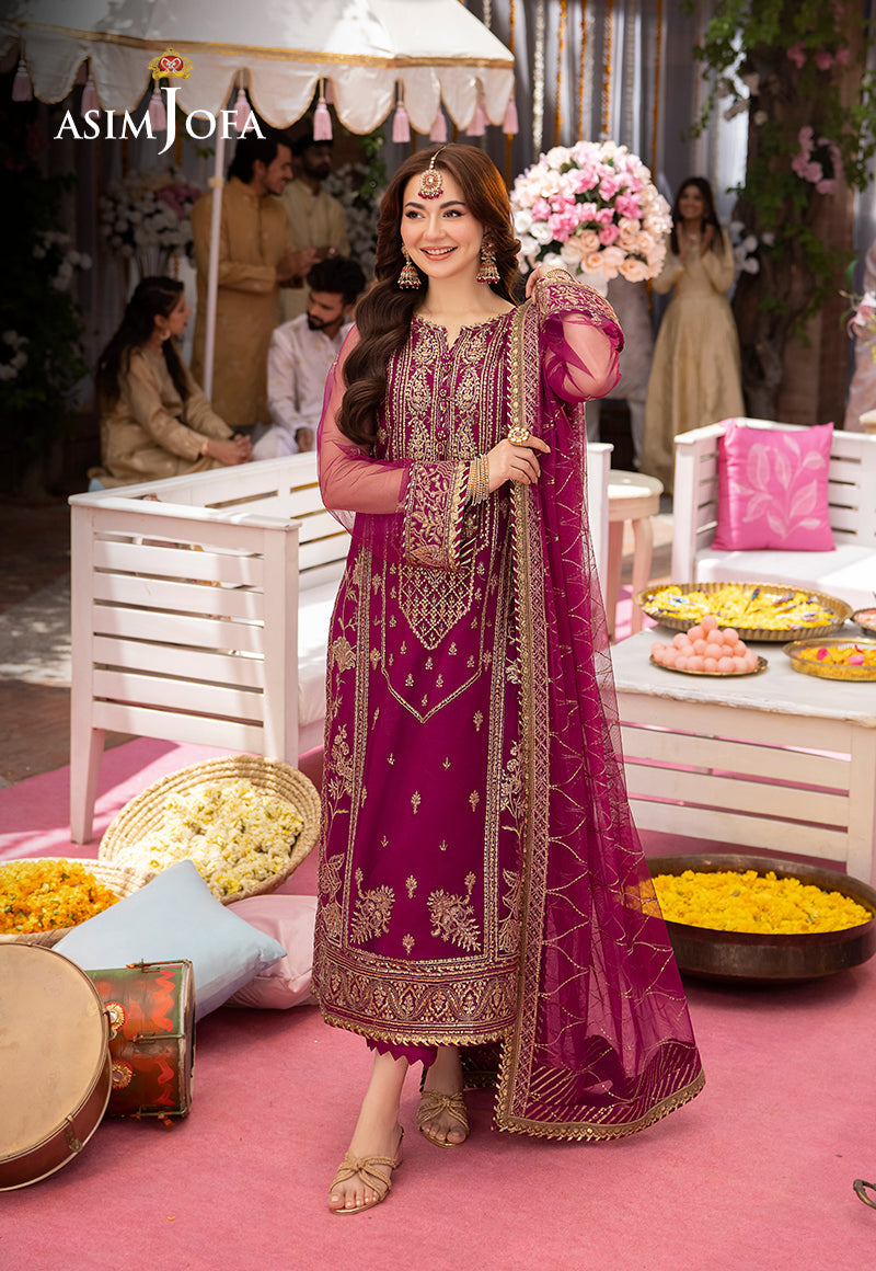 Asim Jofa 3 Piece Custom Stitched Suit - Purple - LB287268