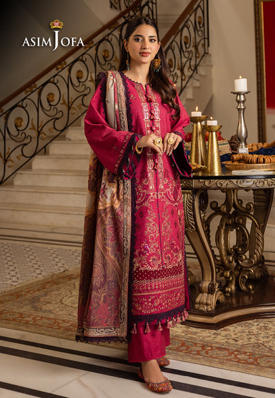 Asim Jofa 3 Piece Custom Stitched Suit - Pink - LB285087