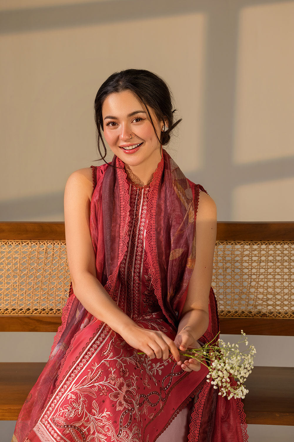 Sobia Nazir 3 Piece Custom Stitched Suit - Pink - LB31552