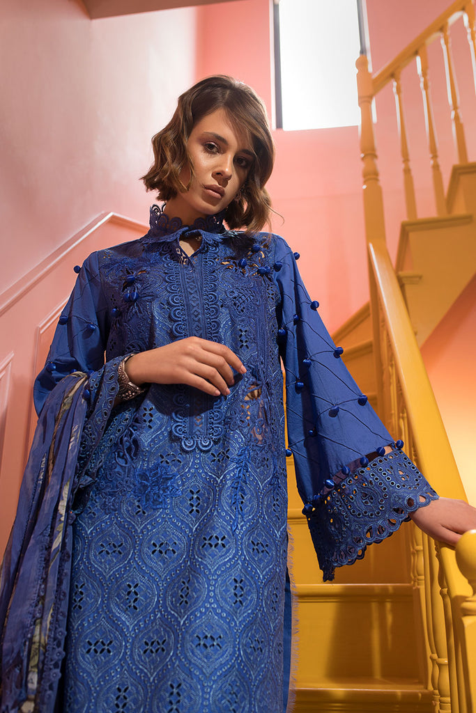 Sobia Nazir 3 Piece Custom Stitched Suit - Blue - LB285772