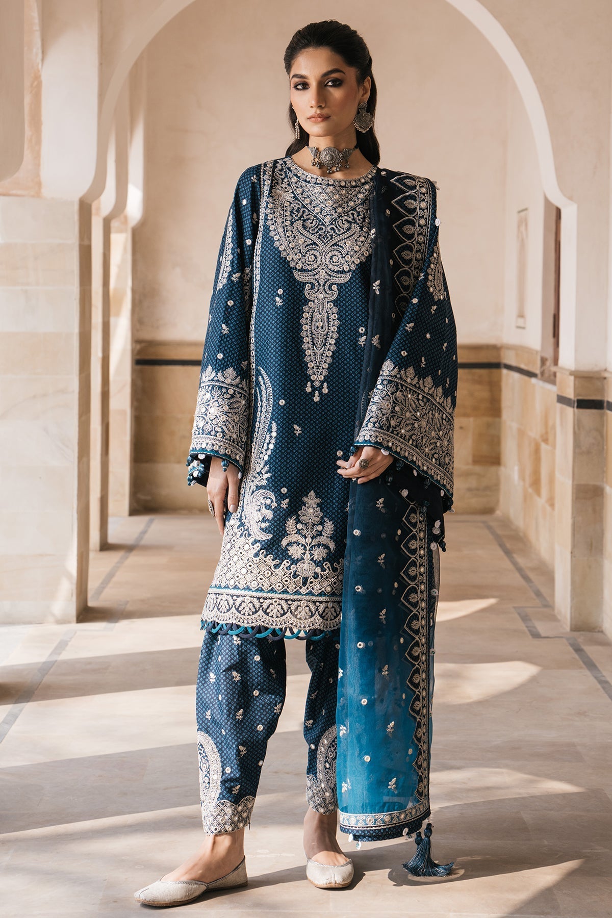 Jazmin 3 Piece Custom Stitched Suit - Blue - LB286529