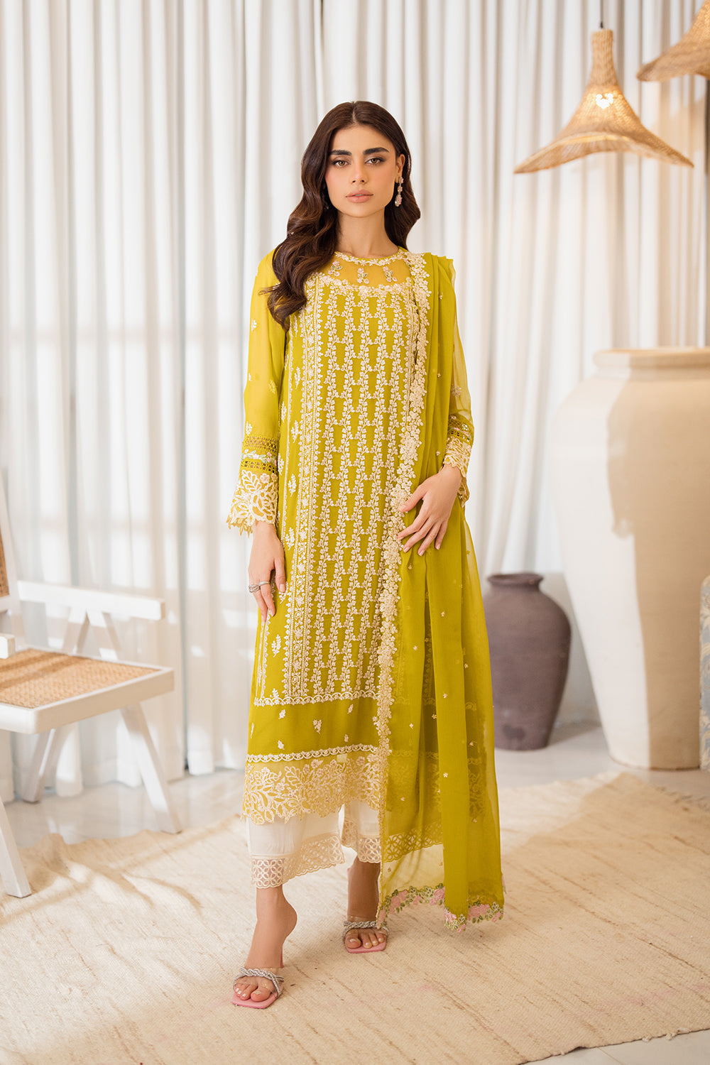 Libasco Azure 3 Piece Custom Stitched Suit - Yellow - LB288267