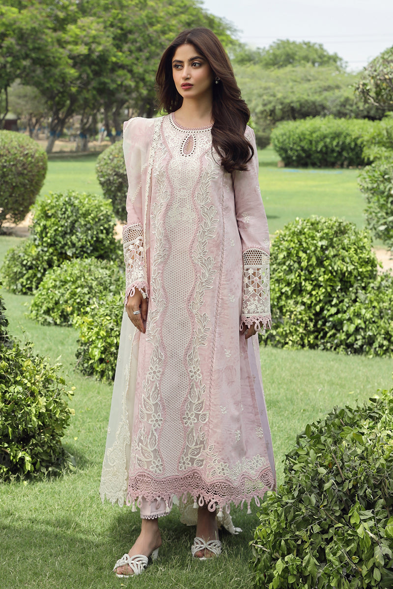 Qalamkar 3 Piece Custom Stitched Suit - Pink - LB286727