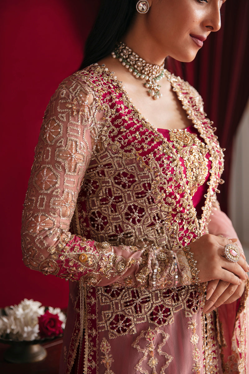 Qalamkar 3 Piece Custom Stitched Suit - Pink - LB28032