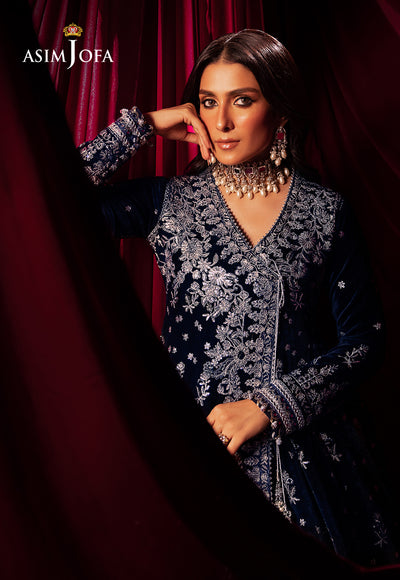 Asim Jofa 3 Piece Custom Stitched Suit - Blue - LB285115