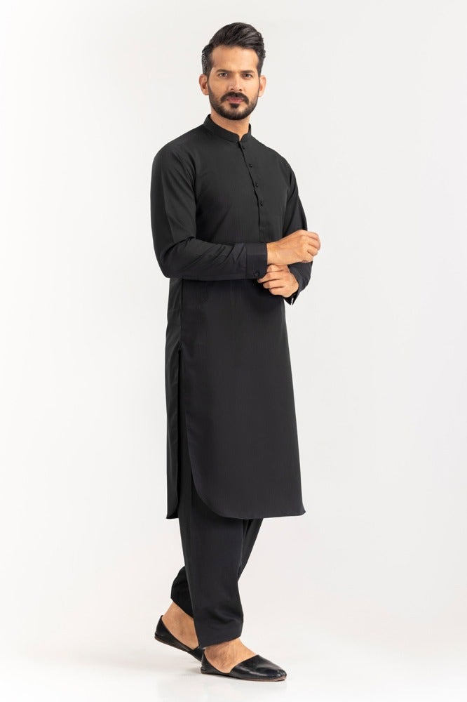 Gul Ahmed Men 2 Piece Custom Stitched Suit - Black - LB29754