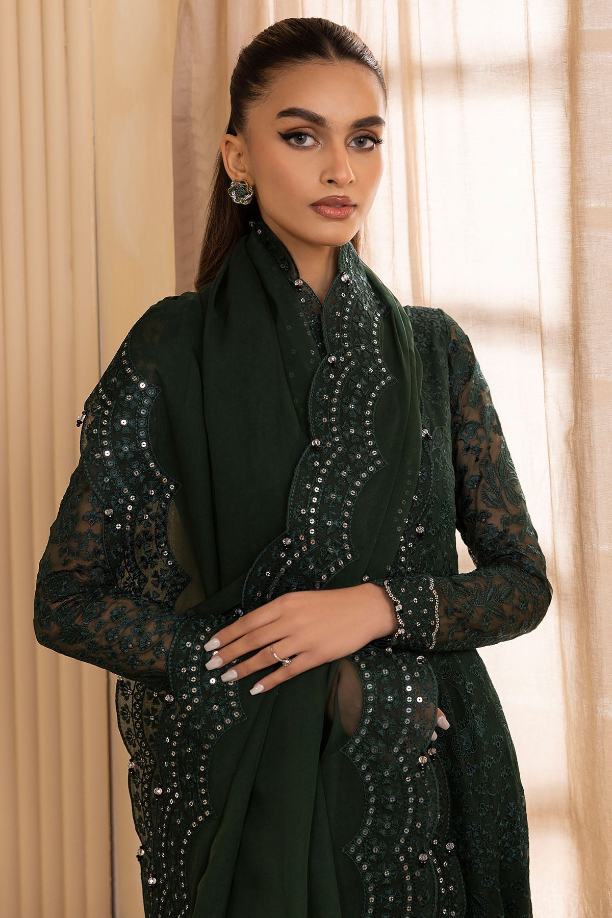 Jazmin 3 Piece Custom Stitched Suit - Green - LB286556