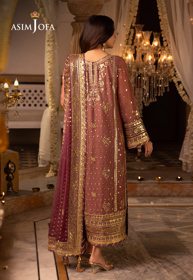 Asim Jofa 3 Piece Custom Stitched Suit - Pink - LB285483