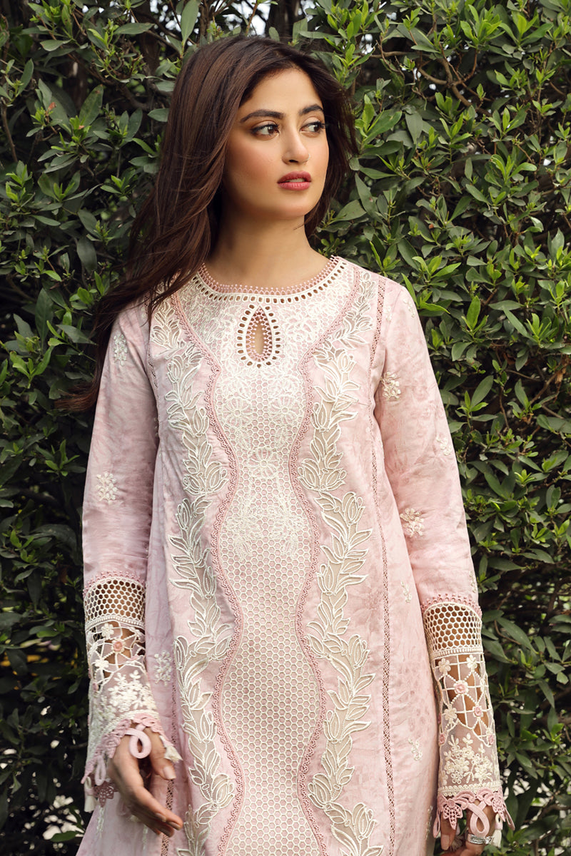 Qalamkar 3 Piece Custom Stitched Suit - Pink - LB286727