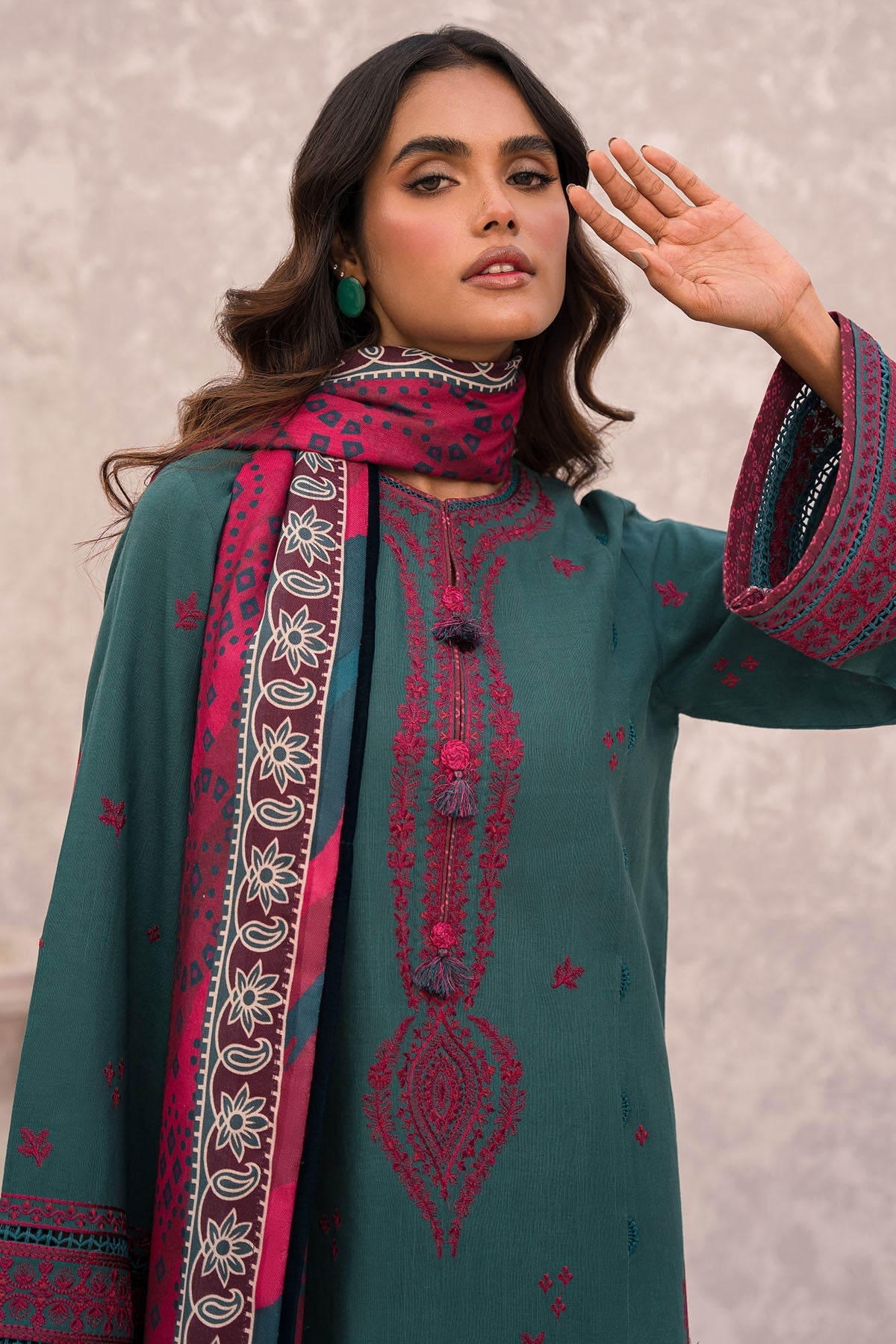 Jazmin 3 Piece Custom Stitched Suit - Green - LB284894