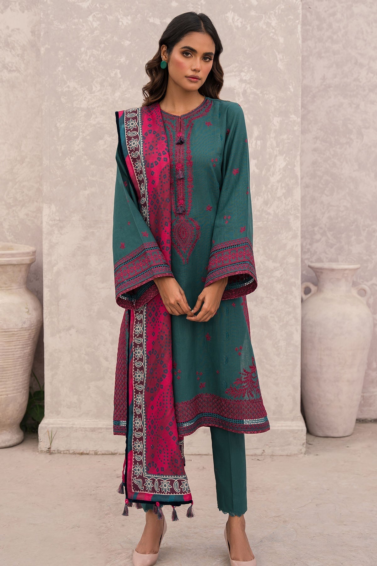 Jazmin 3 Piece Custom Stitched Suit - Green - LB284894