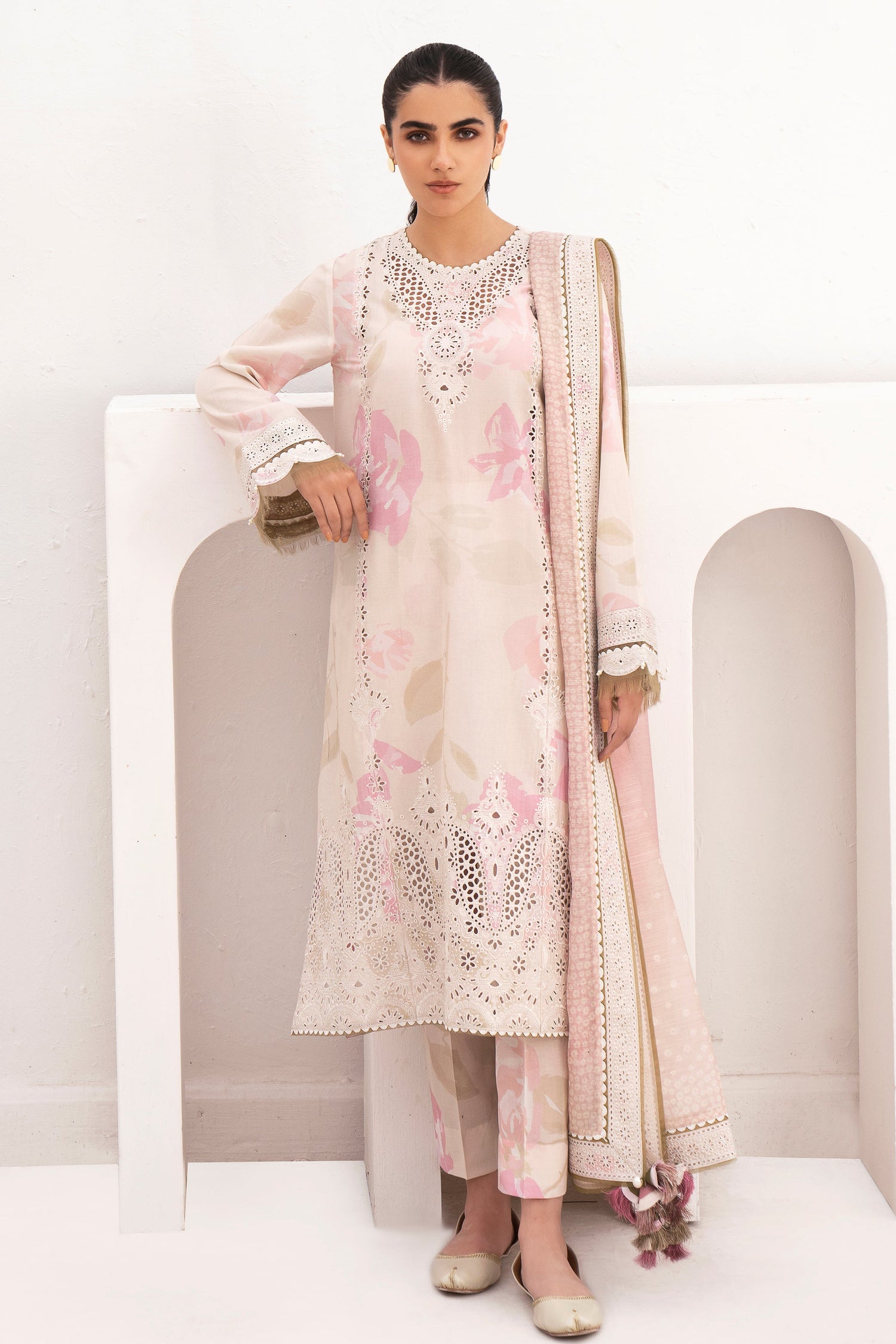 Jazmin 3 Piece Custom Stitched Suit - Beige - LB286532