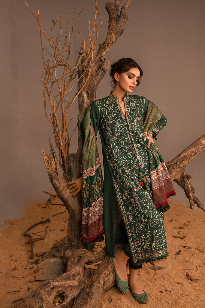 Sobia Nazir 3 Piece Custom Stitched Suit - Green - LB285075