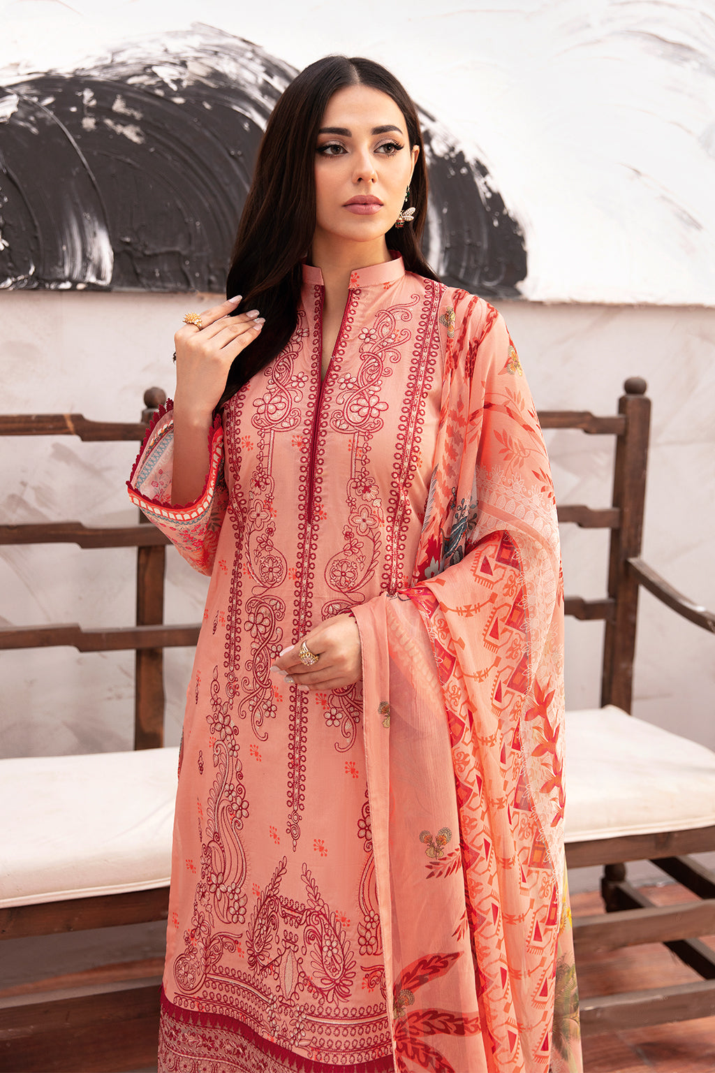 Ramsha 3 Piece Custom Stitched Suit - Pink - LB285963