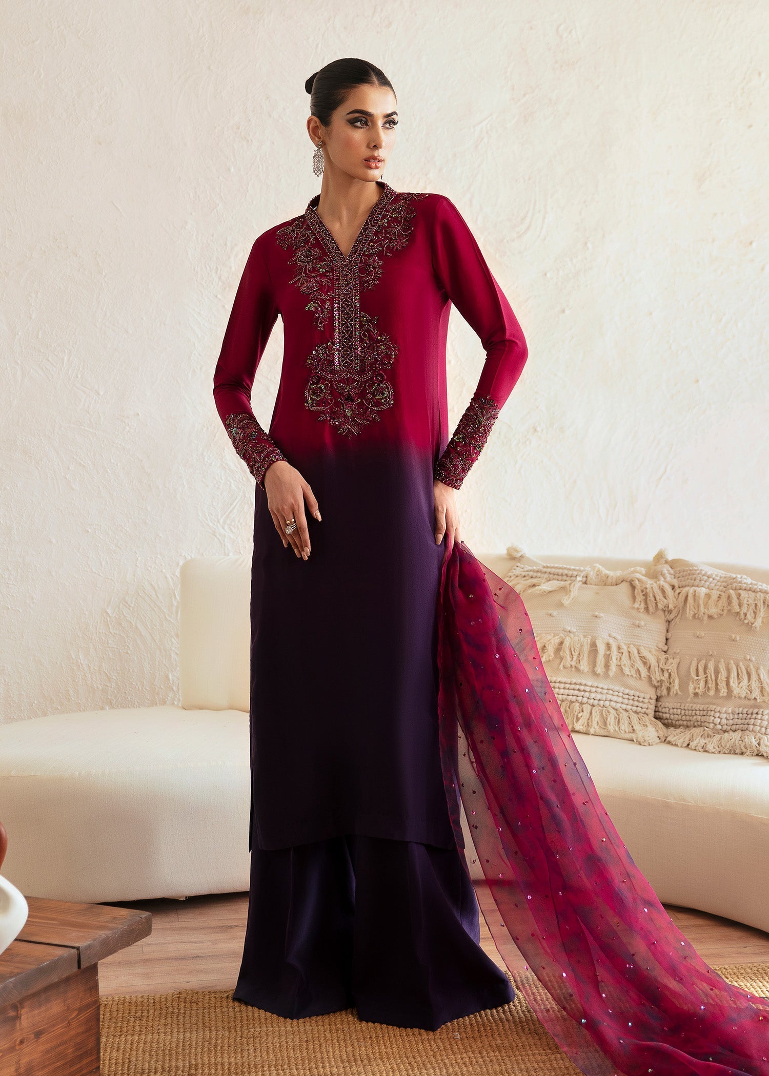 Kanwal Malik 3 Piece Pret Suit - Purple - LB287405