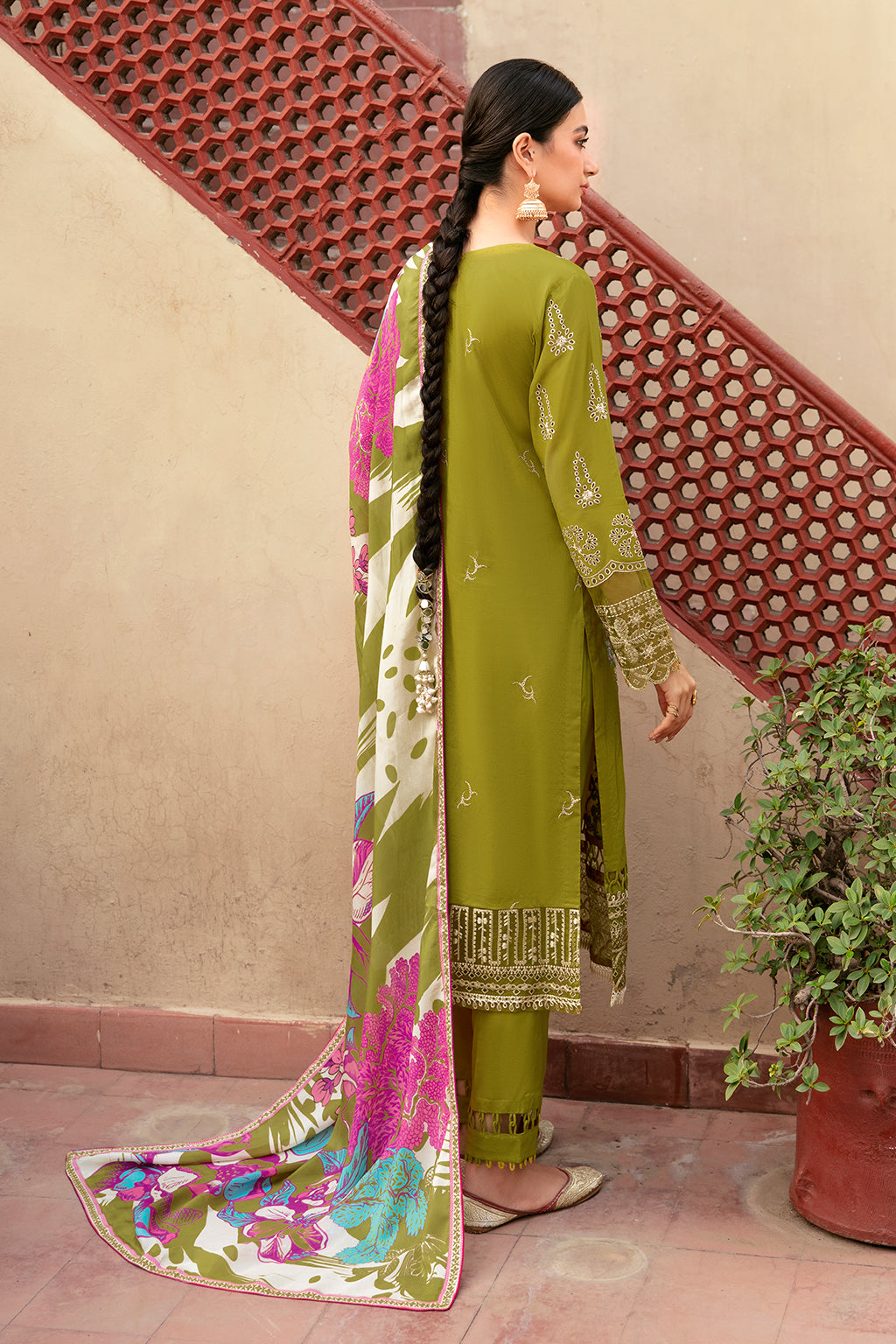 Ramsha 3 Piece Custom Stitched Suit - Green - LB285980