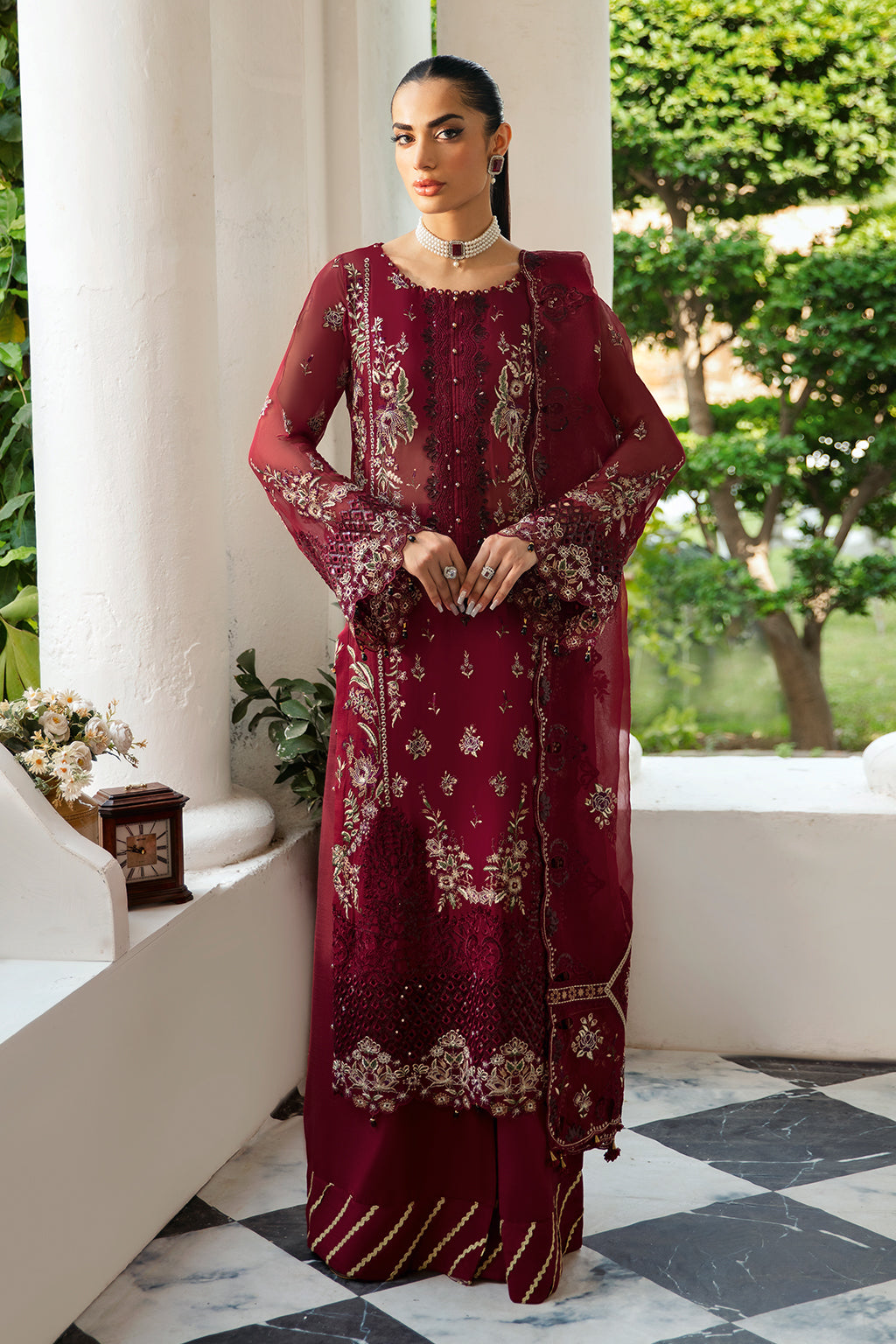 Ramsha 3 Piece Custom Stitched Suit - Maroon - LB28956