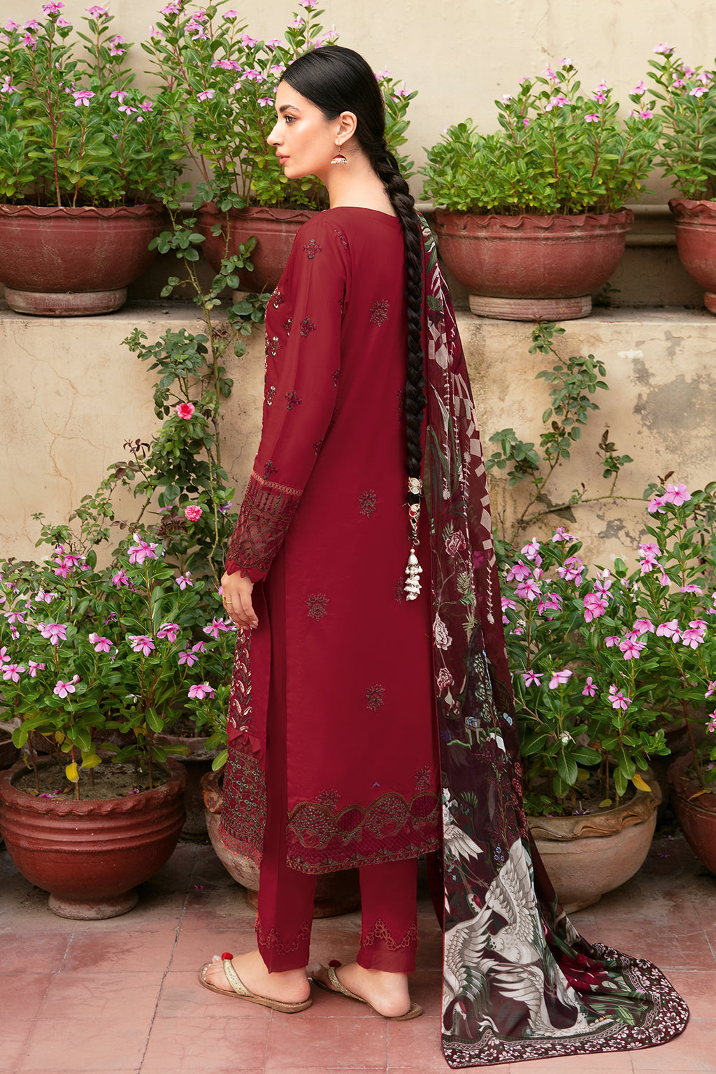 Ramsha 3 Piece Custom Stitched Suit - Maroon - LB285976