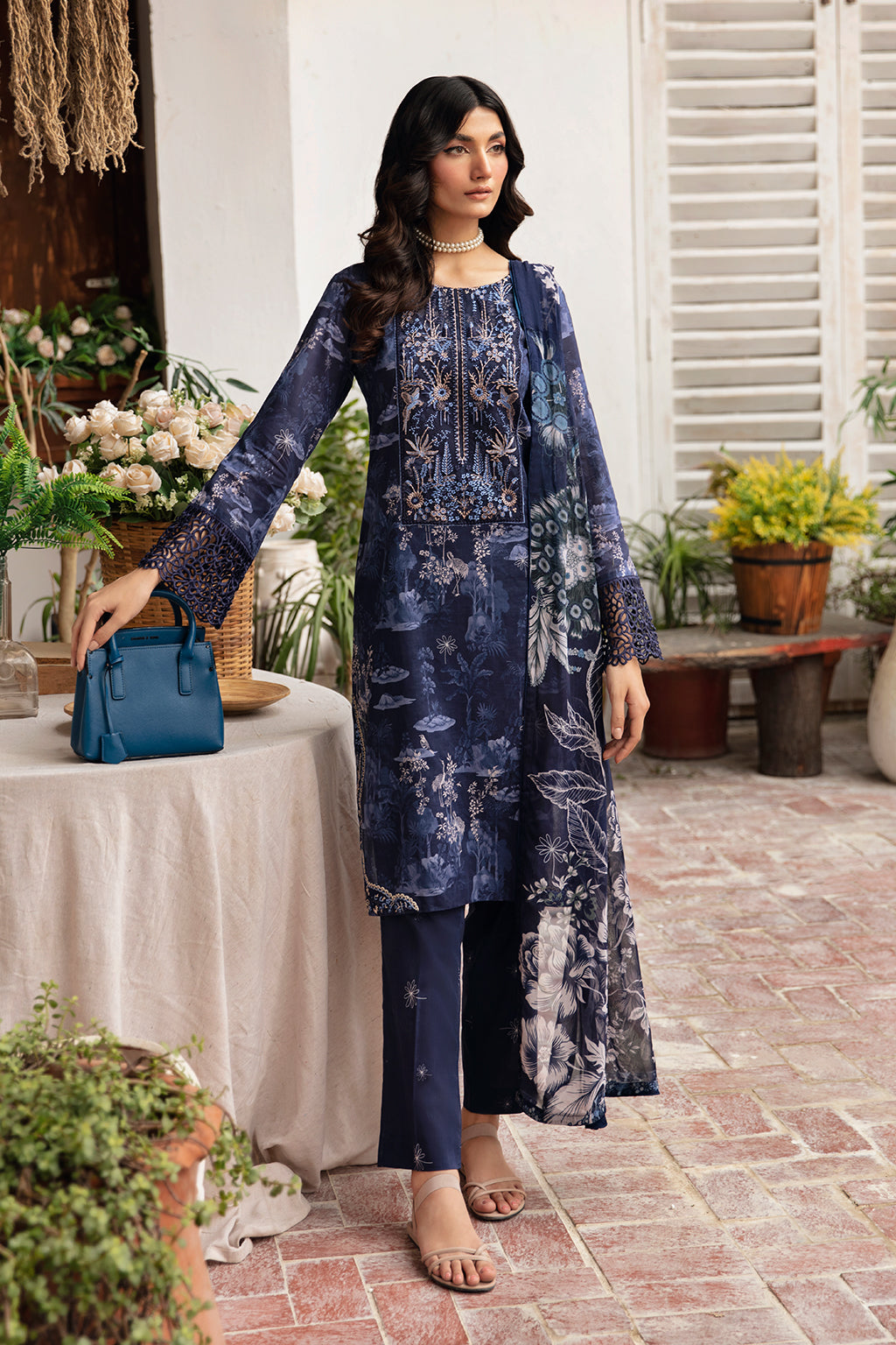 Ramsha 3 Piece Custom Stitched Suit - Blue - LB285967