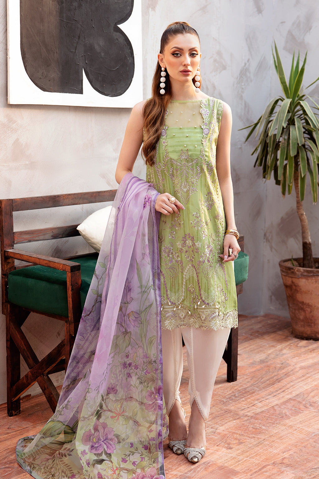 Ramsha 3 Piece Custom Stitched Suit - Green - LB285955