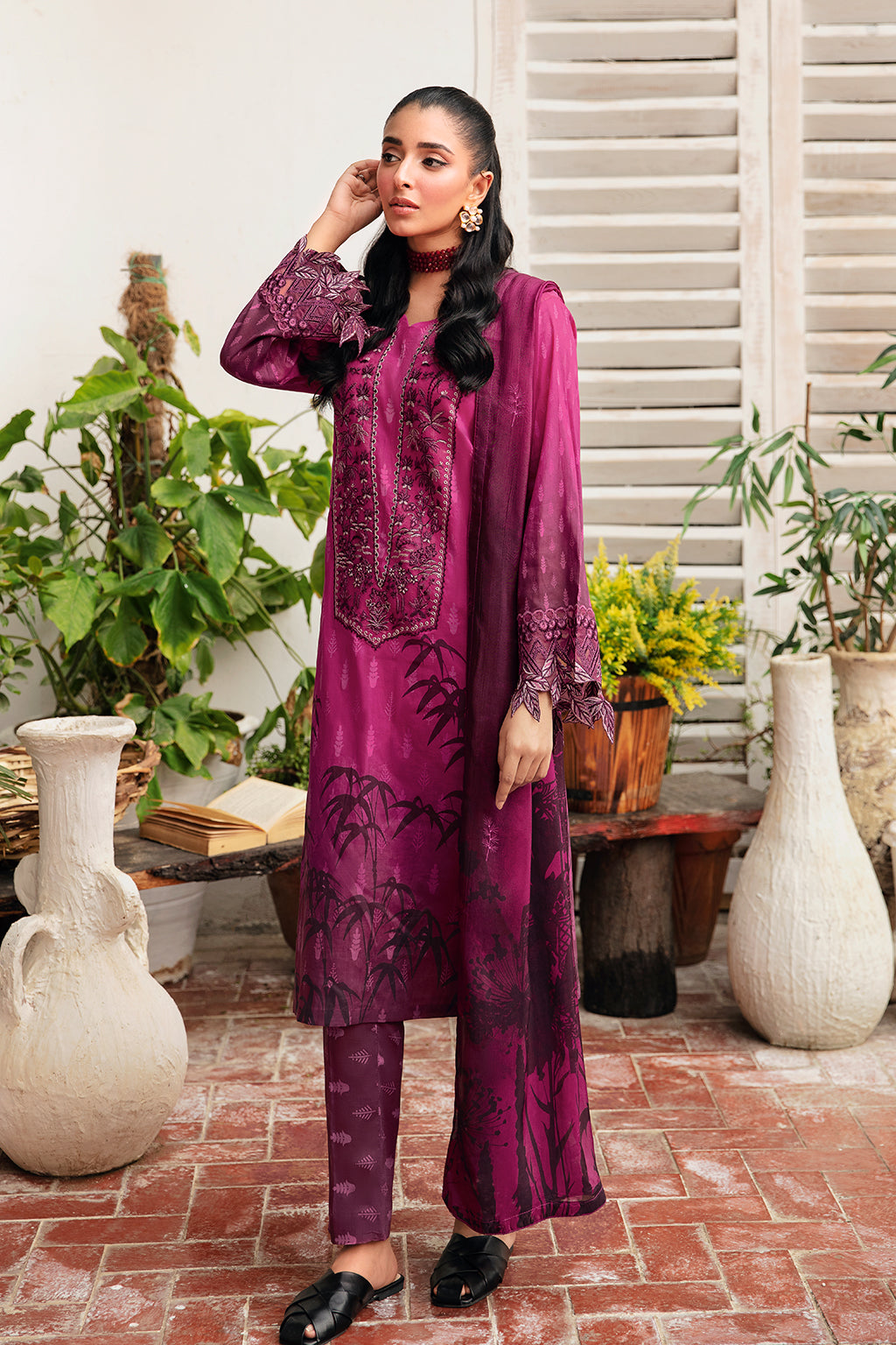 Ramsha 3 Piece Custom Stitched Suit - Purple - LB285971