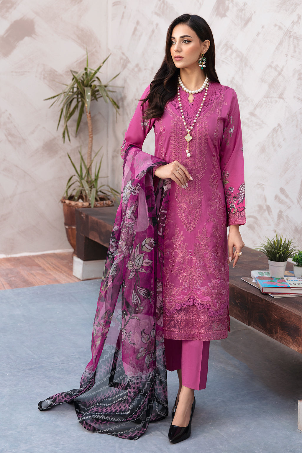 Ramsha 3 Piece Custom Stitched Suit - Purple - LB285960